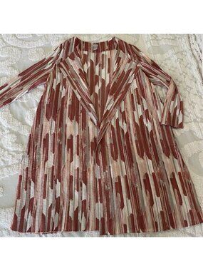 Chicos Travelers Size 3 Terracotta Crinkle Trench Coat Duster Lightweight Topper